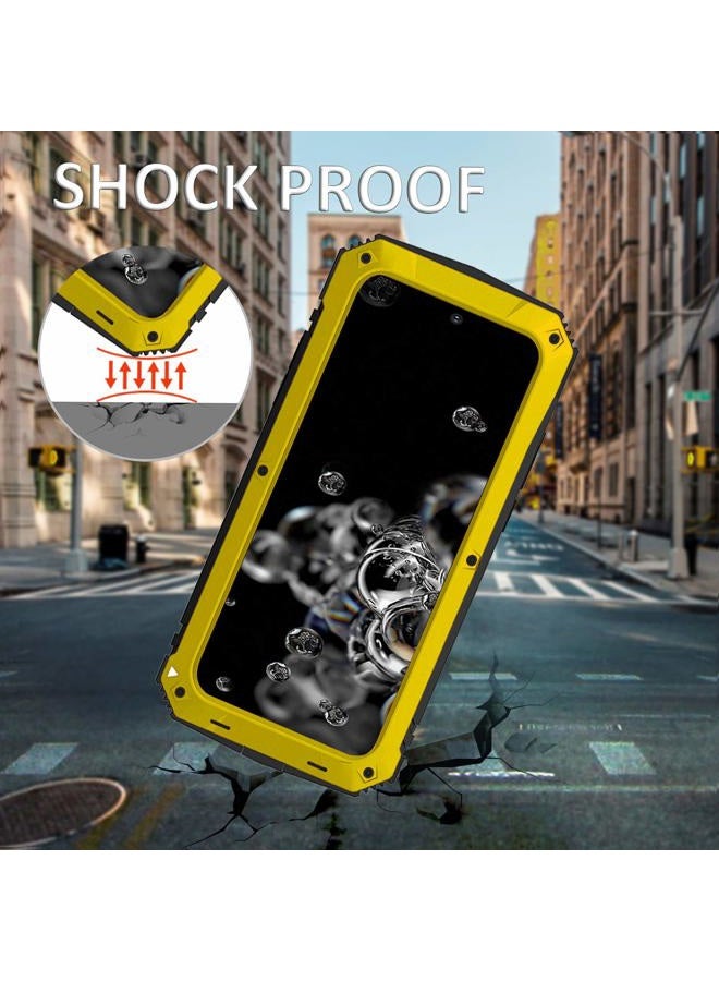 Simicoo Samsung S20 Ultra Metal Bumper Silicone Case Hybrid Military Shockproof Heavy Duty Rugged Defender case Built-in Screen Protector Stand S20 Ultra - Image 4