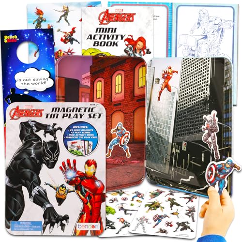 Avengers Magnetic Creations Toy Bundle with 40 Avengers Magnetic Play Pieces Plus Stickers and More for Kids Toddlers - Image 1