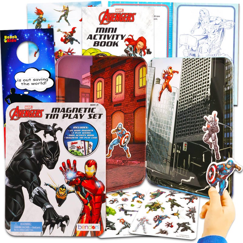 Avengers Magnetic Creations Toy Bundle with 40 Avengers Magnetic Play Pieces Plus Stickers and More for Kids Toddlers - Image 3