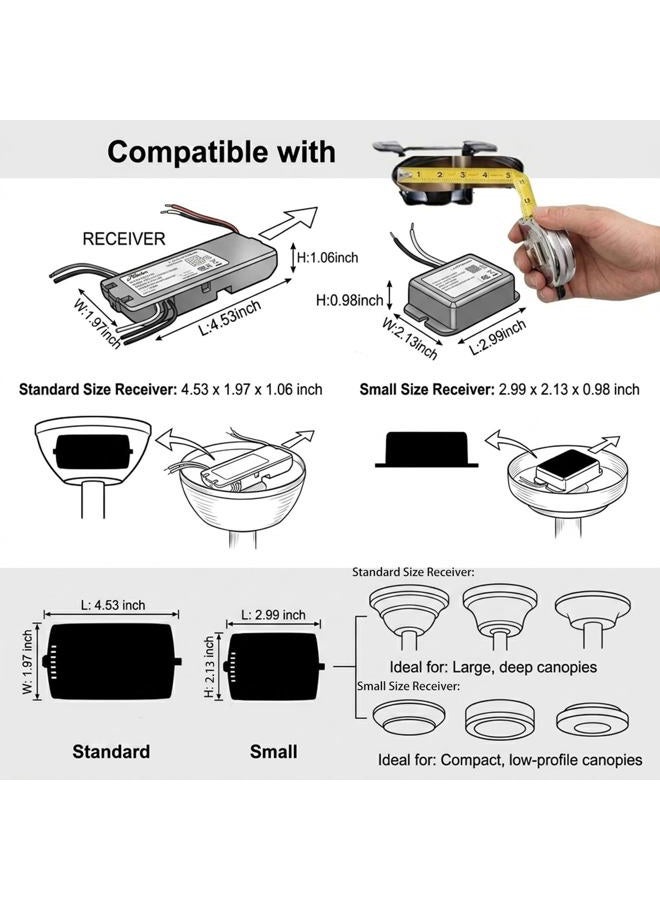 LPHUMEX Universal Ceiling Fan Remote Control Kit, 3-in-1 Ceiling Fan Light Timing & Speed Remote, for Hunter/Harbor Breeze//Honeywell/Other Ceiling Fan lamp - Image 5