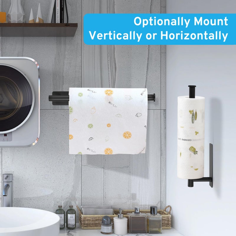 UREZORGEAR 2nd Gen Paper Towel Holder Under Cabinet No Drilling, [More Sturdy] Self Adhesive or Drilling Paper Towel Holder Wall Mount for Kitchen,RV [Fit Mega Paper Towel Roll] SUS304 Stainless Steel - Image 4