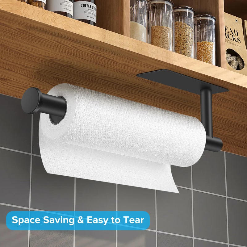 UREZORGEAR 2nd Gen Paper Towel Holder Under Cabinet No Drilling, [More Sturdy] Self Adhesive or Drilling Paper Towel Holder Wall Mount for Kitchen,RV [Fit Mega Paper Towel Roll] SUS304 Stainless Steel - Image 3