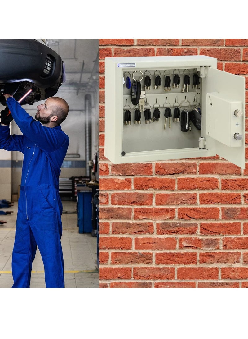 Rubik Key Cabinet with Digital and key Lock Wall Mounted 18 Keys Storage Capacity Safe Box for Homes Hotels Schools Businesses (Off White) - Image 2