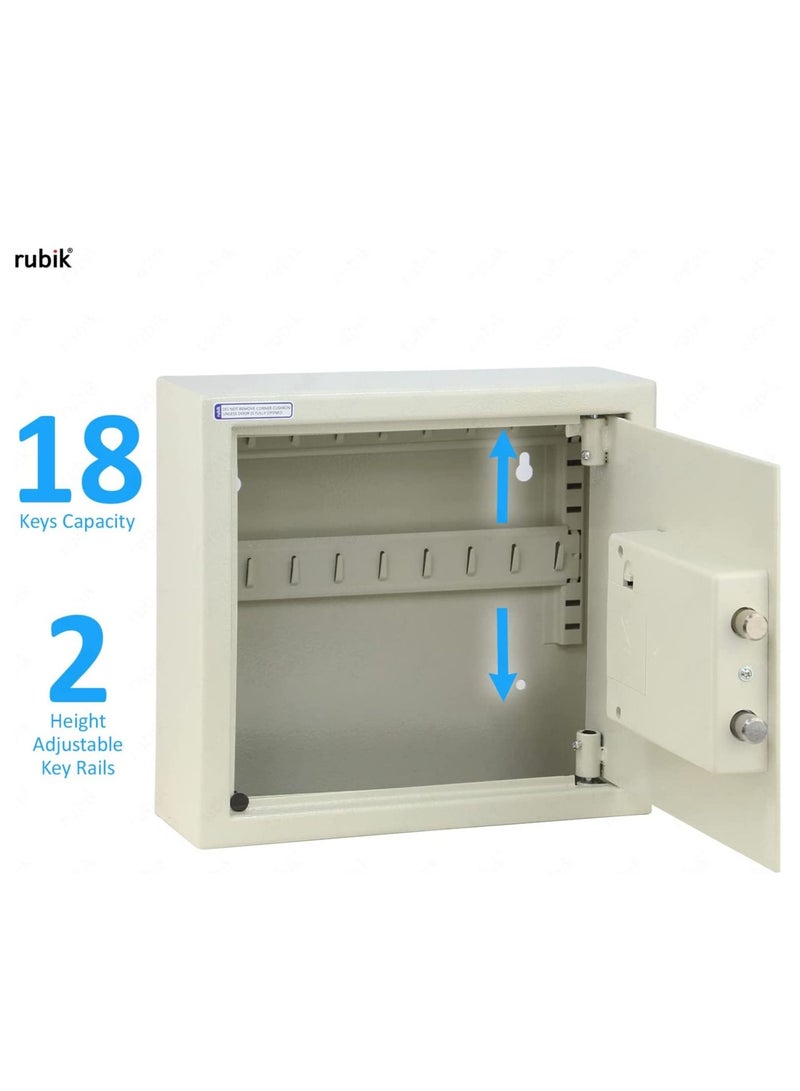 Rubik Key Cabinet with Digital and key Lock Wall Mounted 18 Keys Storage Capacity Safe Box for Homes Hotels Schools Businesses (Off White) - Image 4
