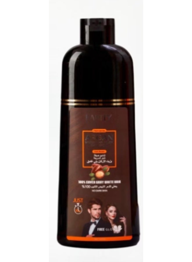 Argan Oil Fast Hair Dye Shampoo for Gray Hair Coverage – Natural Brown 420 ml - Image 2