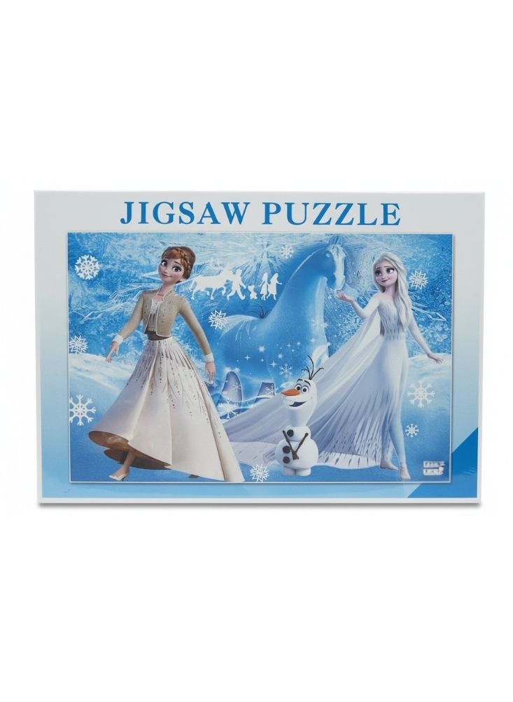 بريميم أحجية الصور المقطوعة بطابع فروزن – تصميم شتوي باللونين الأزرق والأبيض لإلسا وآنا وأولاف - Image 1