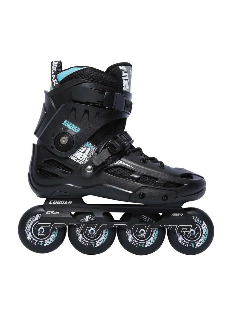 Cougar COUGAR Roller Skate Shoe Cougar Model 509 For Adult Adjustable Roller Skates with 4 Illuminating Pu Wheels, Outdoors and Indoors Roller Blades for Boys Girls Beginners Color : Black Size : 39  - Image 1