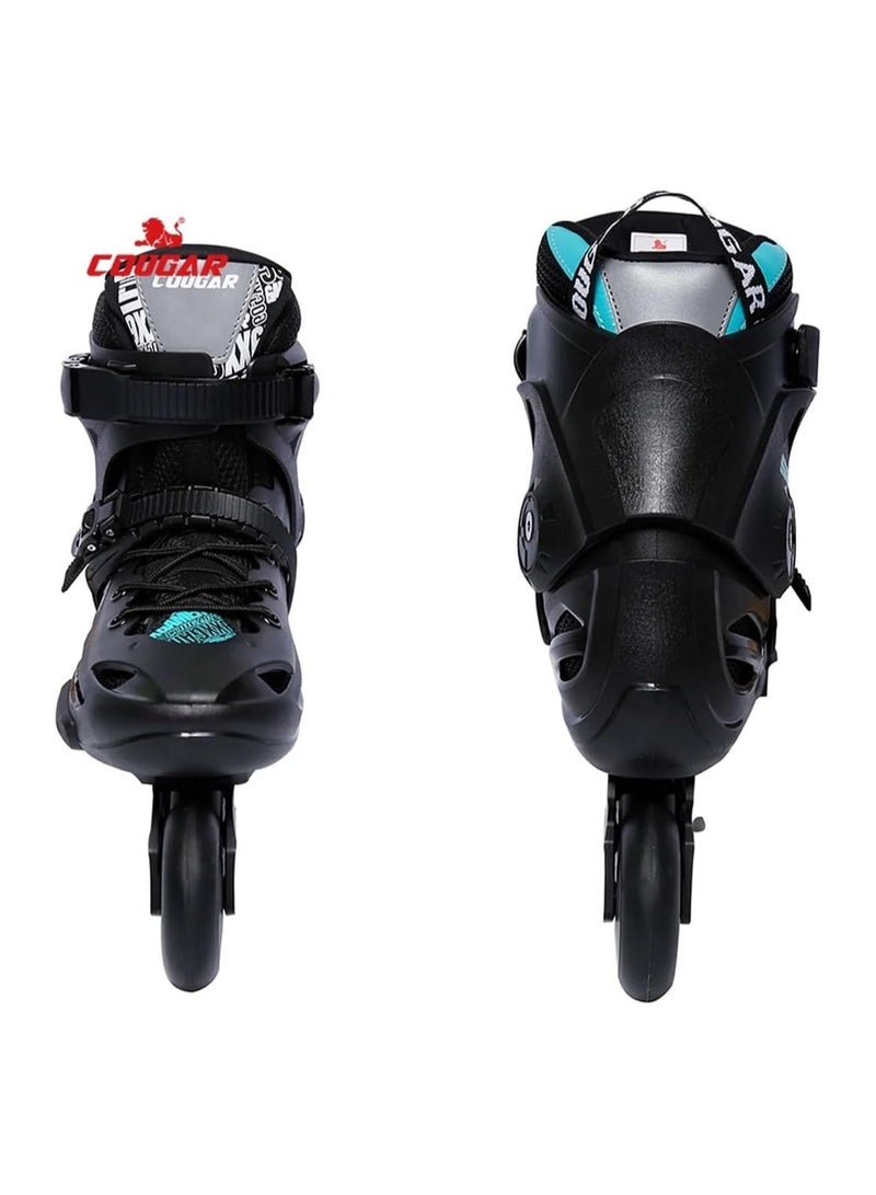 Cougar COUGAR Roller Skate Shoe Cougar Model 509 For Adult Adjustable Roller Skates with 4 Illuminating Pu Wheels, Outdoors and Indoors Roller Blades for Boys Girls Beginners Color : Black Size : 39  - Image 2