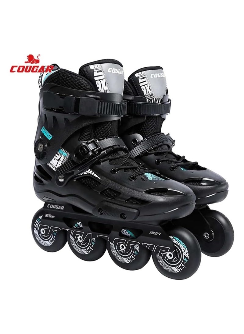 COUGAR Roller Skate Shoe Cougar Model 509 For Adult Adjustable Roller Skates with 4 Illuminating Pu Wheels, Outdoors and Indoors Roller Blades for Boys Girls Beginners Color : Black Size : 39 - pzsku/ZEDB8805E5F28E9AA6BD5Z/45/_/1716215313/23debd6c-714a-4073-8aa5-848d288c0547