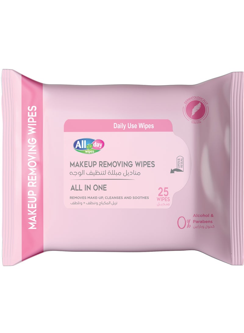 All day wipes All Day Makeup Removing Wet Wipes - 25 Count Effortlessly remove makeup, dirt, and impurities with our All Day Makeup Removing Wipes. that gently and effectively cleanse your skin - Image 1