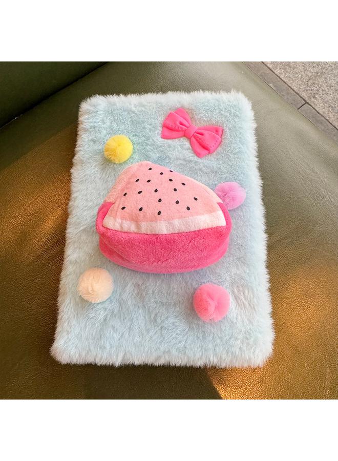 Bluejw Fluffy Cute High-value Hand Ledger Cartoon Strawberry Fruit Pattern Girl's Heart Plush Notebook - Image 1