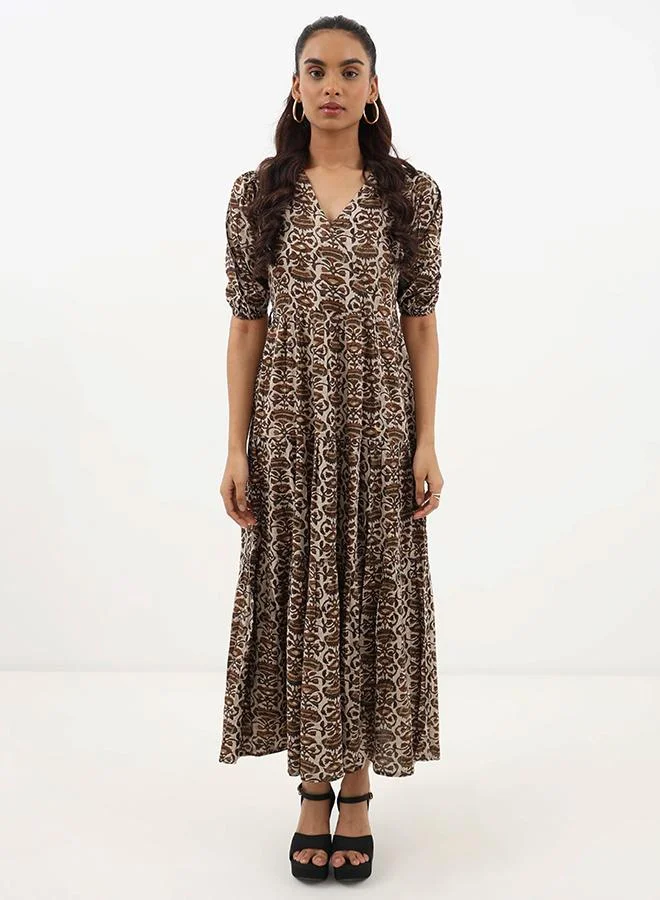 Studio Erst Printed V-Neck Dress