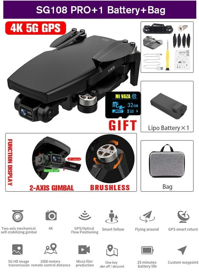 Mi VAZA - Black  SG108 PRO 4K 5G WiFi 1 Battery with 32GB Memory Card - Image 1