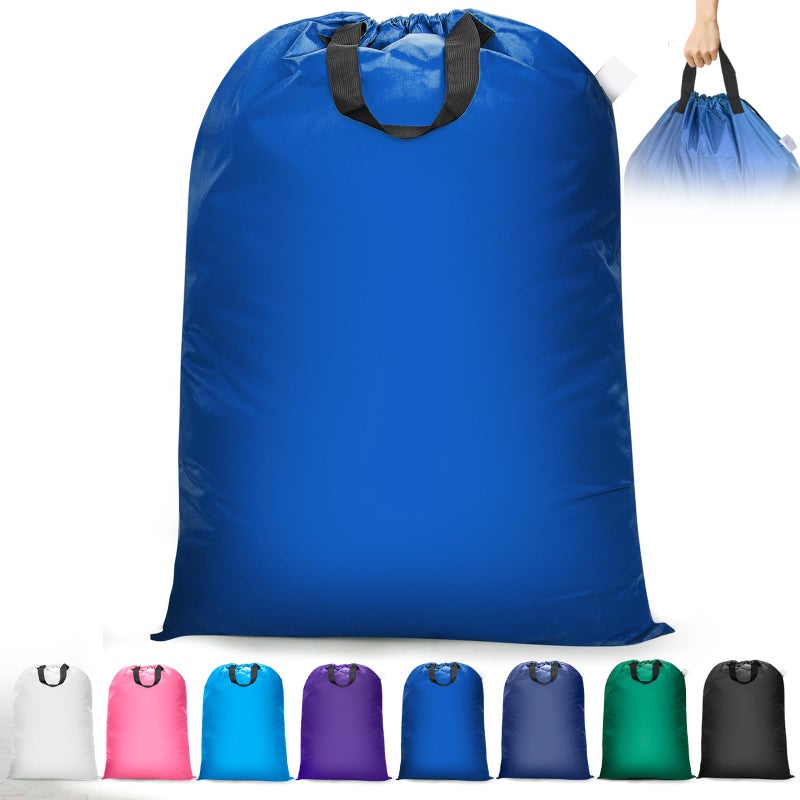 Isink Extra Large Laundry Bag With Handles, Heavy Duty, Travel Laundry Bag for Dirty Clothes, 28" x 40" (Blue) - Image 1