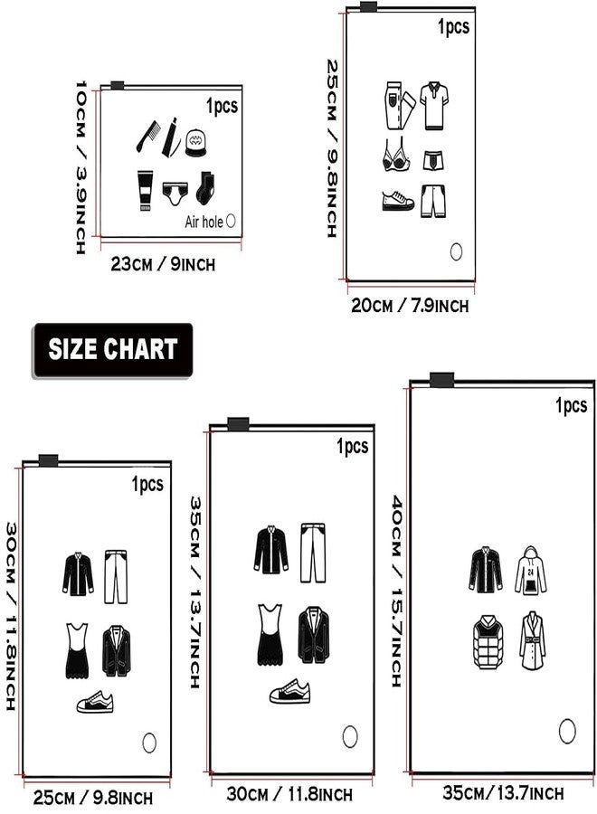 ZURATO Polyethylene 5pc Set Transparent Packing Bags for Travelling, Zip Bags for Clothes, Cosmetic, Jewellery, Tolitary, Shoes Storage Bag for Travel Organizer, Zip Lock Bag with Air Vent Hole(1 Set) - Image 2