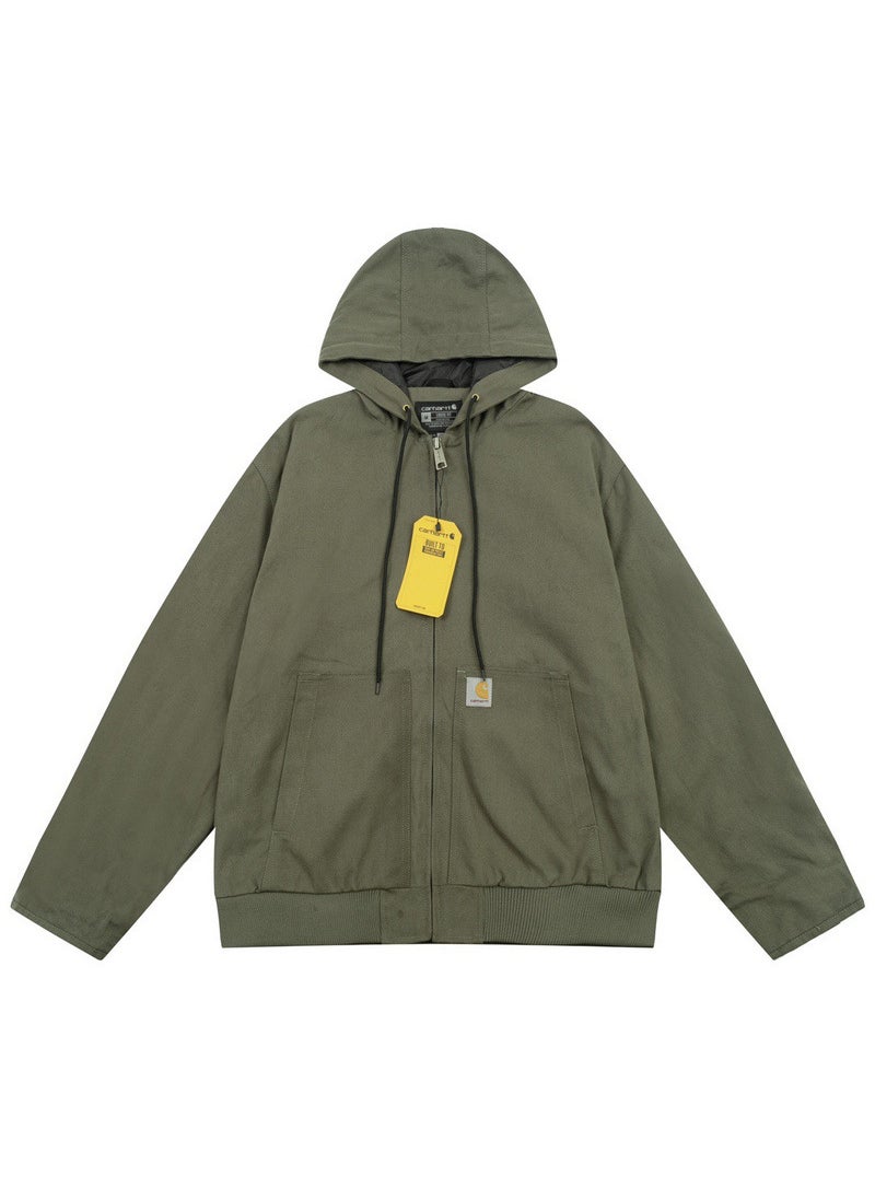Generic - In-Stock Carharrt American Style Thickened Work Jacket J130 Hooded Casual Canvas Coat For Loose Fit Regular Length Jacket Green [regular] - Image 1