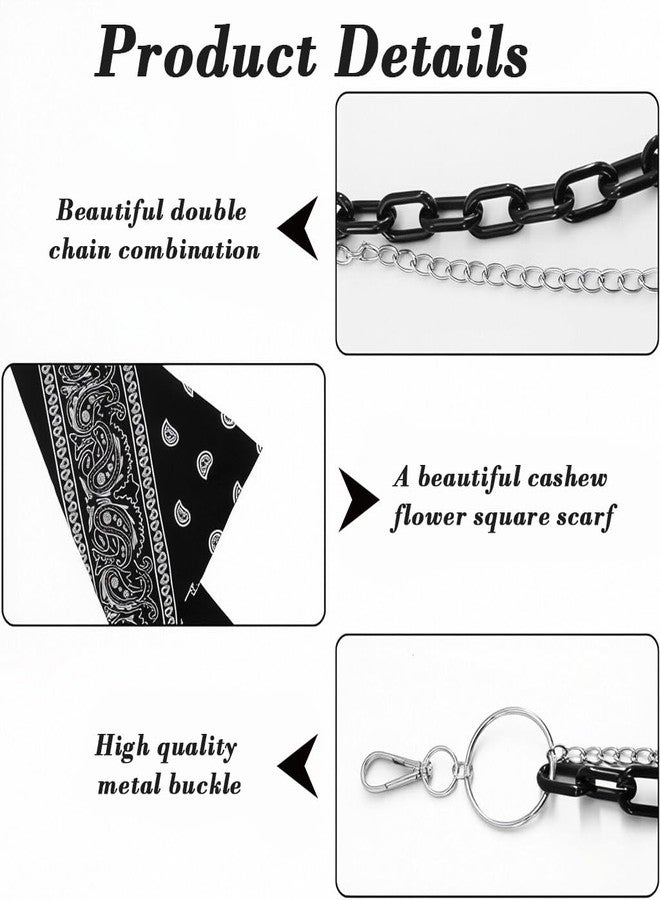 GUSTAVE® Streetwear Pants Chain with Bandana, Fashion Dual Layered Hip, Clip-On Metal Jean Chains with Lobster Clasps for Jeans, Cargo Pants, Y2K & Hip-Hop Style - Image 3