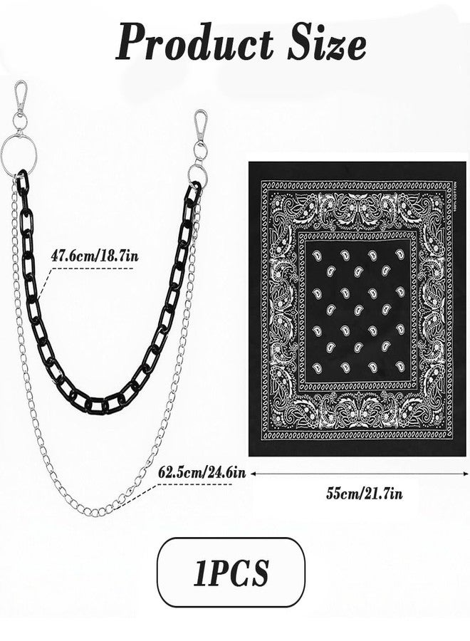 GUSTAVE® Streetwear Pants Chain with Bandana, Fashion Dual Layered Hip, Clip-On Metal Jean Chains with Lobster Clasps for Jeans, Cargo Pants, Y2K & Hip-Hop Style - Image 2