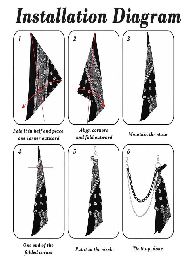GUSTAVE® Streetwear Pants Chain with Bandana, Fashion Dual Layered Hip, Clip-On Metal Jean Chains with Lobster Clasps for Jeans, Cargo Pants, Y2K & Hip-Hop Style - Image 4