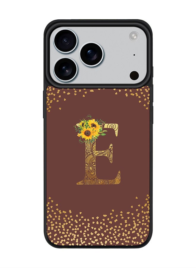Stylizedd iPhone 17 Pro Case, [Compatible with MagSafe] Slim Magnetic cover Phone Case iPhone 17 Pro -Custom Floral Monogram - E  (Brown ) - Image 1