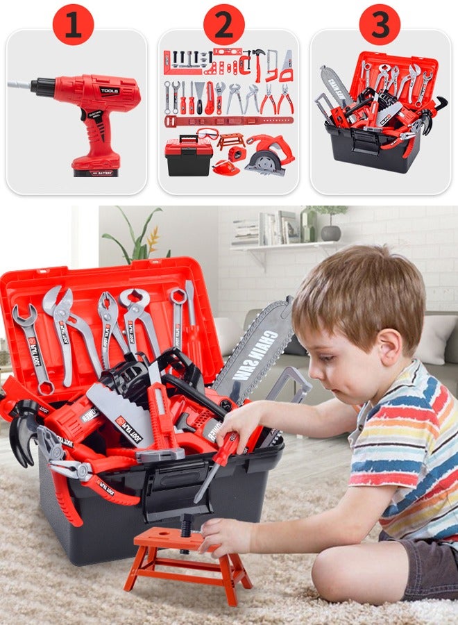 مجموعة أدوات للأطفال – مجموعة أدوات للأطفال المتعصبين 41 قطعة ، مع الماس لعبة إلكترونية ، لعبة التظاهر واللباس حتى لعبة للأطفال الصغار ، ومناسبة للأطفال 3 سنوات من العمر الفتيان والفتيات لعبة مجموعة + - Image 1