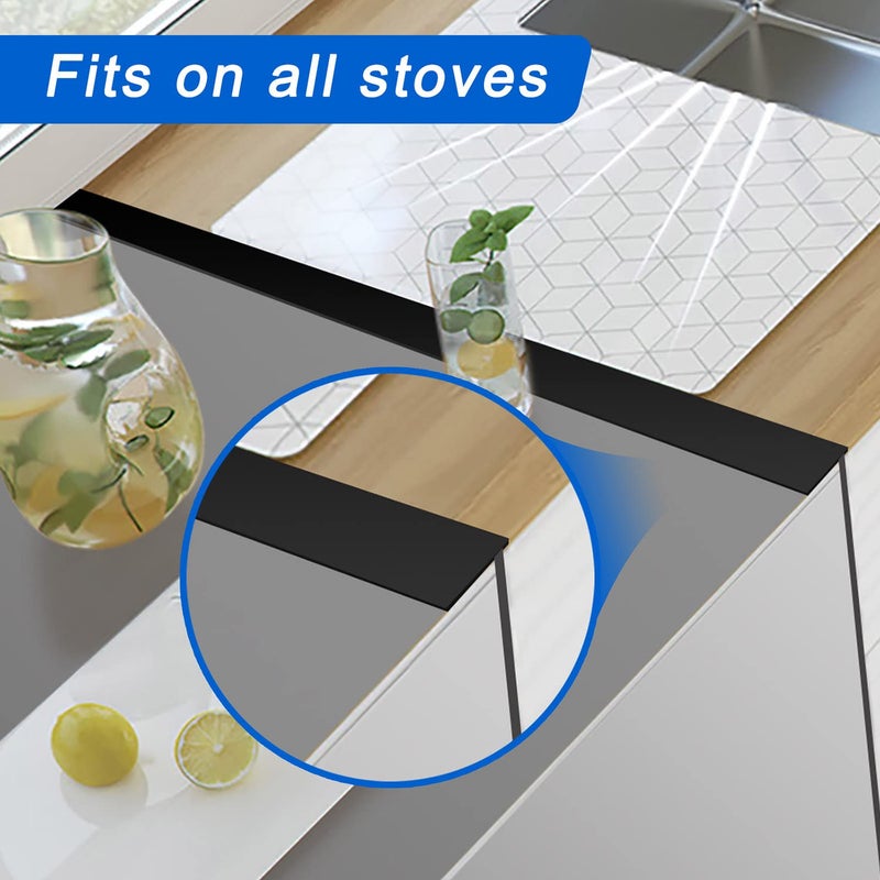 SameTech Silicone Stove Counter Gap Cover (2 Pack),Easy Clean Heat Resistant Wide & Long Kitchen Stove Gap Filler,Seals Spills Between Counters, Oven, Stovetops, Washing Machines, Washer, Dryer(21in, Black) - Image 5