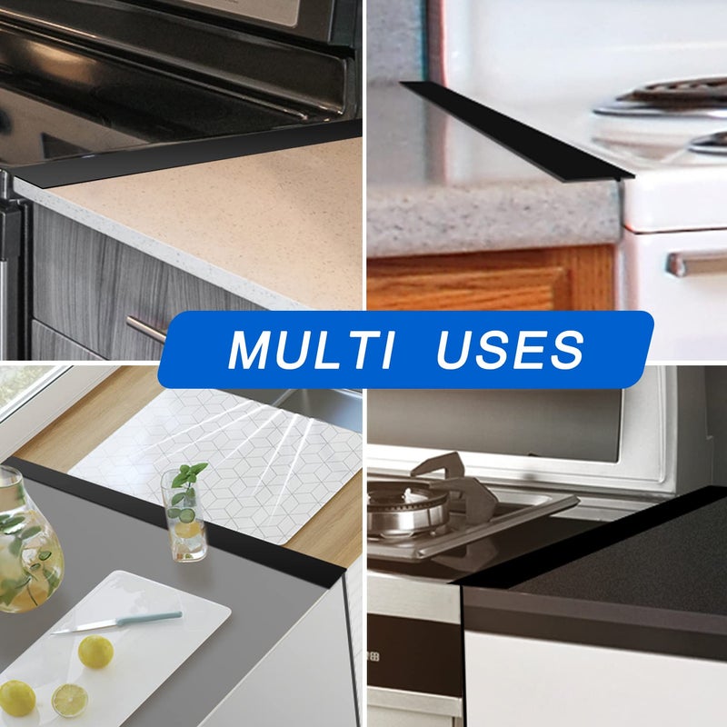 SameTech Silicone Stove Counter Gap Cover (2 Pack),Easy Clean Heat Resistant Wide & Long Kitchen Stove Gap Filler,Seals Spills Between Counters, Oven, Stovetops, Washing Machines, Washer, Dryer(21in, Black) - Image 4