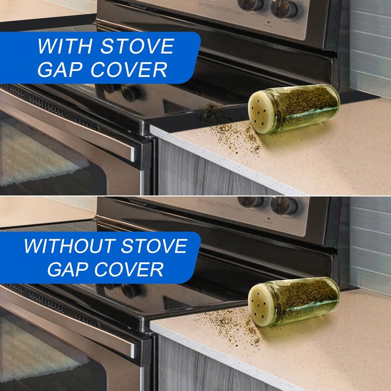 SameTech Silicone Stove Counter Gap Cover (2 Pack),Easy Clean Heat Resistant Wide & Long Kitchen Stove Gap Filler,Seals Spills Between Counters, Oven, Stovetops, Washing Machines, Washer, Dryer(21in, Black) - Image 3