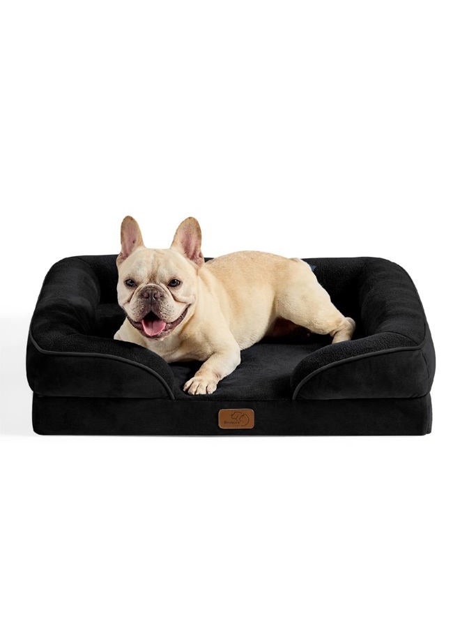 Bedsure Orthopedic Dog Bed for Medium Dogs - Waterproof Dog Sofa Beds Medium, Supportive Foam Pet Couch Bed with Removable Washable Cover, Waterproof Lining and Nonskid Bottom, Black - Image 1