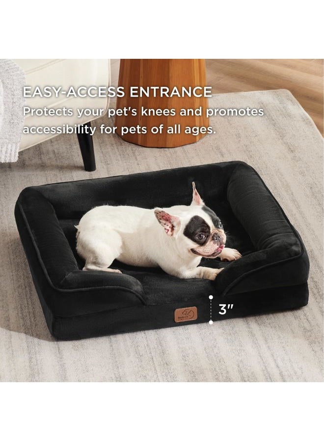 Bedsure Orthopedic Dog Bed for Medium Dogs - Waterproof Dog Sofa Beds Medium, Supportive Foam Pet Couch Bed with Removable Washable Cover, Waterproof Lining and Nonskid Bottom, Black - Image 5