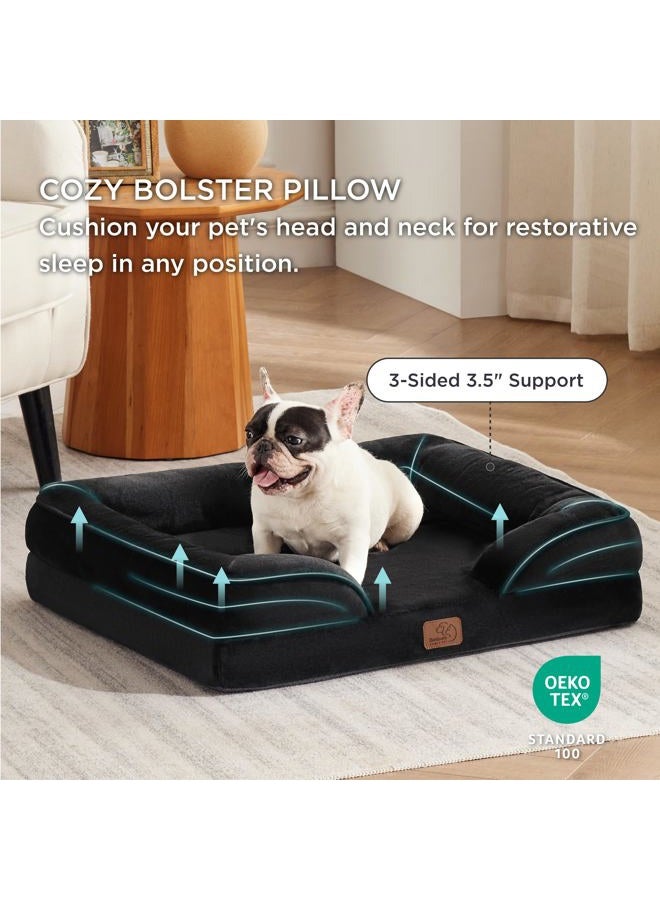 Bedsure Orthopedic Dog Bed for Medium Dogs - Waterproof Dog Sofa Beds Medium, Supportive Foam Pet Couch Bed with Removable Washable Cover, Waterproof Lining and Nonskid Bottom, Black - Image 4