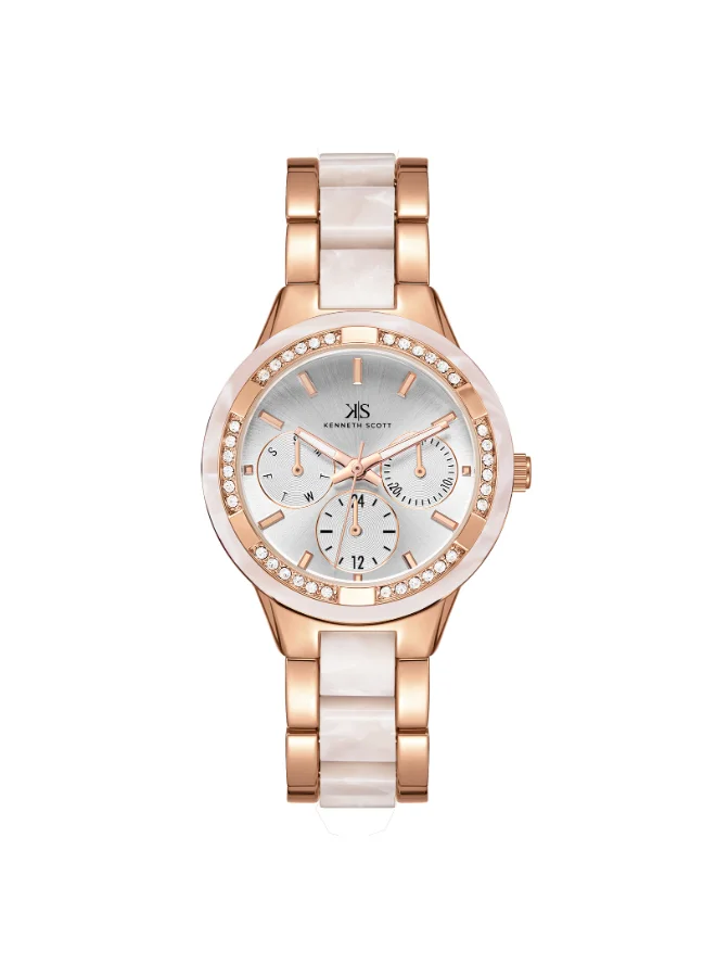 KENNETH SCOTT Women's Alloy and Acetate Plastic Multi Function Watch K24604-RCWW - 10.3 mm