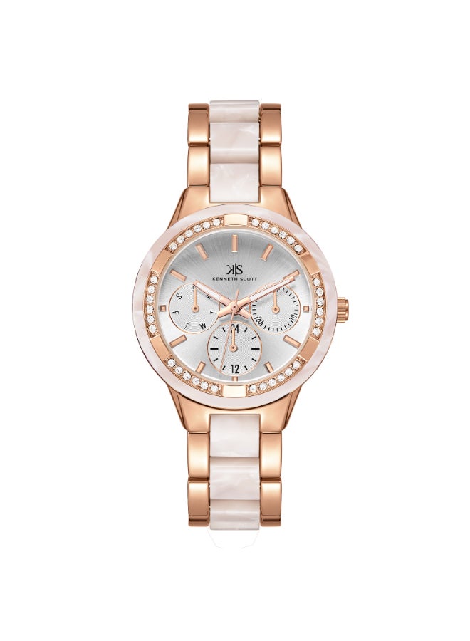 KENNETH SCOTT Women's Alloy and Acetate Plastic Multi Function Watch K24604-RCWW - 10.3 mm - Image 1