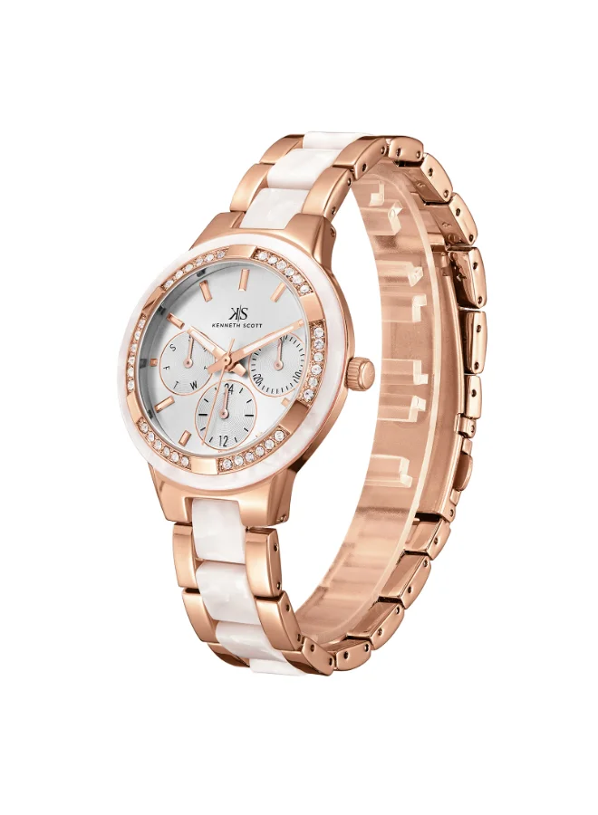 KENNETH SCOTT Women's Alloy and Acetate Plastic Multi Function Watch K24604-RCWW - 10.3 mm