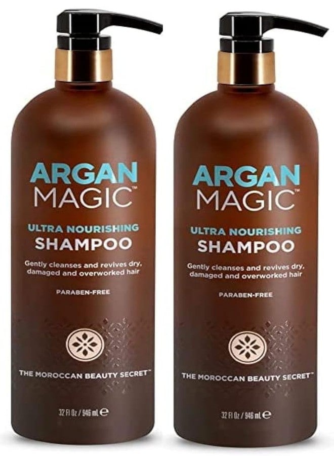 Argan Magic Ultra Nourishing Shampoo - Argan Oil and Antioxidants to Nourish and Restore Damaged and Over-Processed Hair Types | Made in USA, Paraben Free, Cruelty Free (32 oz, 2 Pack) - Image 1