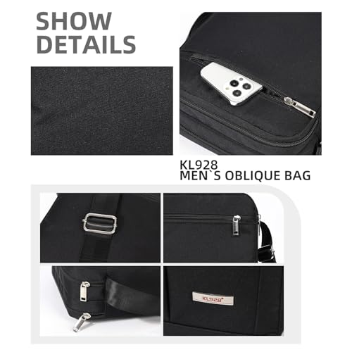 KL928 Men's Messenger Bag - Crossbody Shoulder Bags Travel Bag Man Purse Casual Sling Pack for Work Business (1401-2-Black) - Image 3