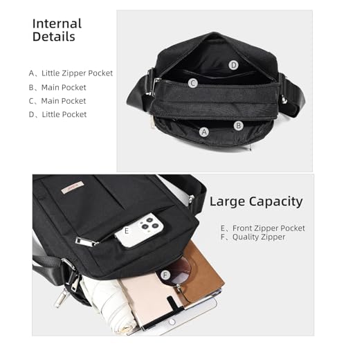KL928 Men's Messenger Bag - Crossbody Shoulder Bags Travel Bag Man Purse Casual Sling Pack for Work Business (1401-2-Black) - Image 4