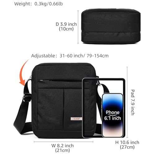 KL928 Men's Messenger Bag - Crossbody Shoulder Bags Travel Bag Man Purse Casual Sling Pack for Work Business (1401-2-Black) - Image 2