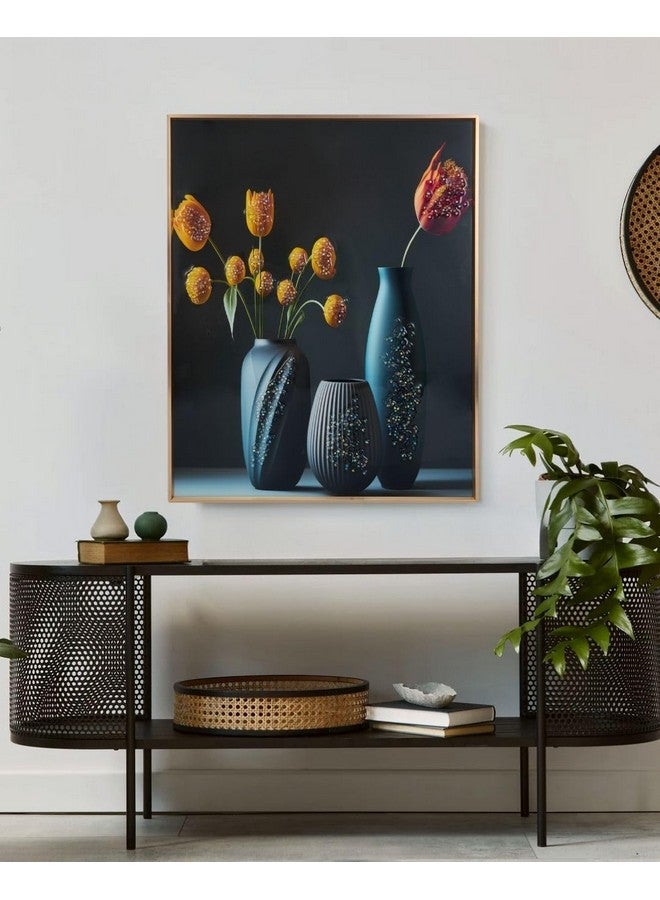 MODECOR Crystal Vase Wall Art - 40x50 cm Digitally Printed Floral Design with Embedded Crystals, Acrylic Layer & Aluminium Frame | Elegant Modern Wall Décor for Living Room, Dining Room & Office - Image 3
