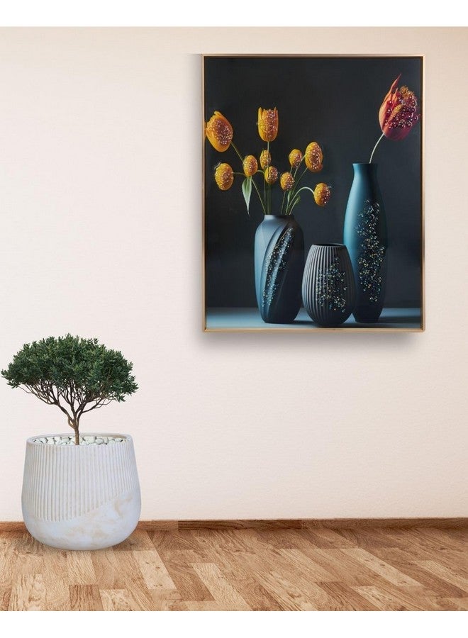 MODECOR Crystal Vase Wall Art - 40x50 cm Digitally Printed Floral Design with Embedded Crystals, Acrylic Layer & Aluminium Frame | Elegant Modern Wall Décor for Living Room, Dining Room & Office - Image 4