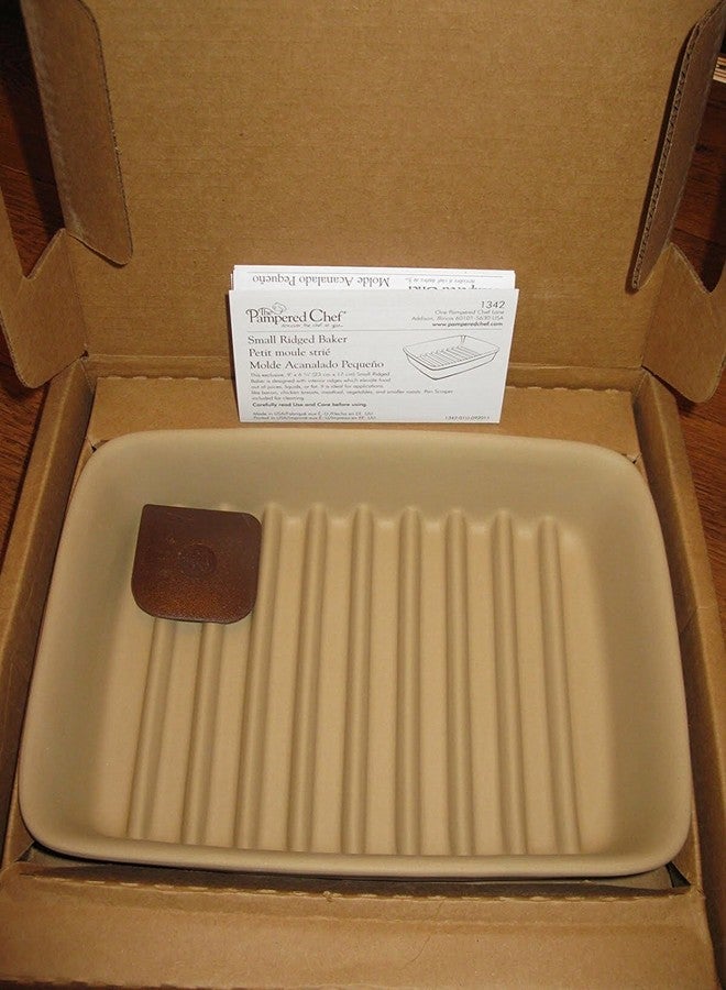 Pampered Chef 1342 Small Ridged Baker, 9 x 6.75 x 1.75-Inches