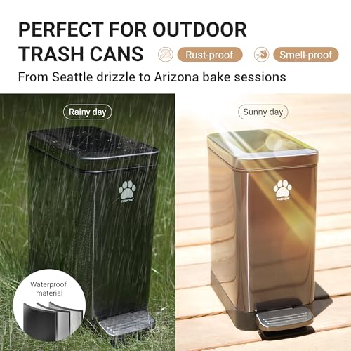 PREMJIN Dog Poop Trash Can Outside with Poop Scooper for Dogs, 12L/3.2Gal Metal Outdoor Garbage Can with Lid Suitable for Small, Medium and Large Dogs (Tungsten Steel) - Image 5