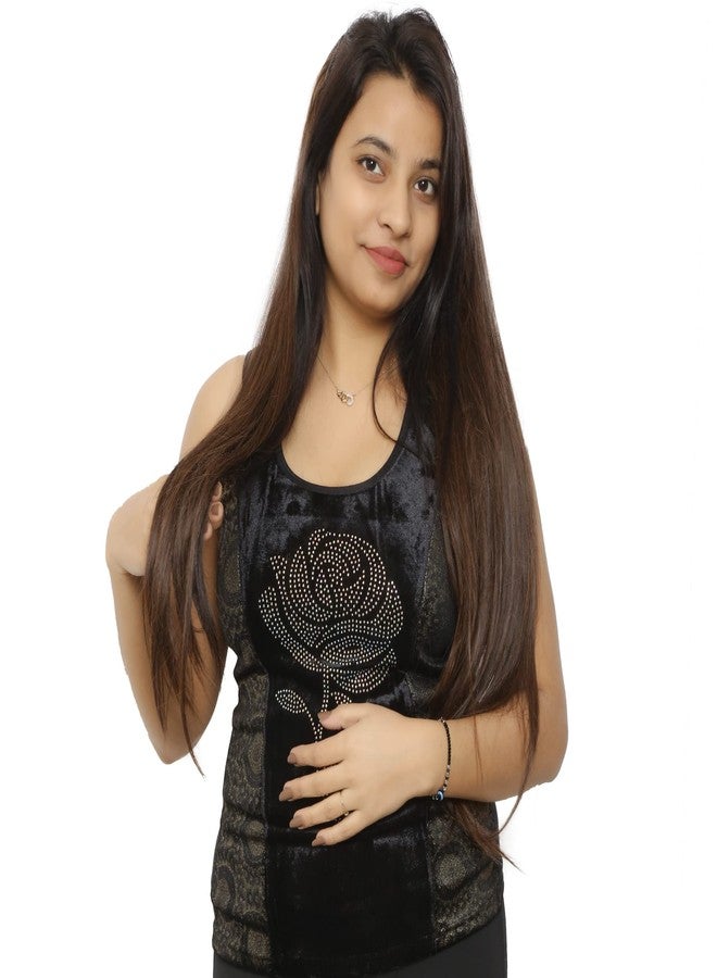 FLUSHIA Dark Brown Synthetic Fibre 5 Clips Straight Hair Extension | Synthetic Fiber in 24 inch , 5 Clips Head in 1 Piece For women and girls | Women's 24 Inch Clip In Hair Extension (630) Brown Color. - Image 4