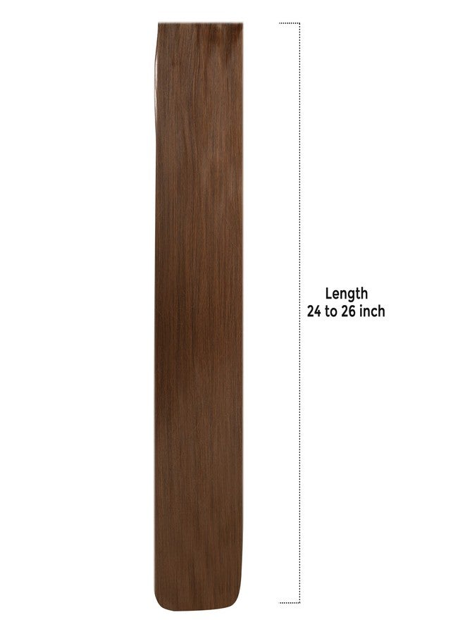 FLUSHIA Dark Brown Synthetic Fibre 5 Clips Straight Hair Extension | Synthetic Fiber in 24 inch , 5 Clips Head in 1 Piece For women and girls | Women's 24 Inch Clip In Hair Extension (630) Brown Color. - Image 3