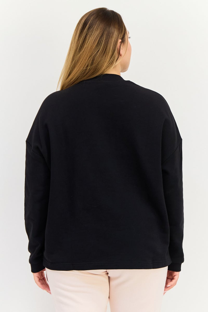 Reebok Women Classic Fit Brand Logo Long Sleeve Outdoor Sweatshirt, Black - Image 3