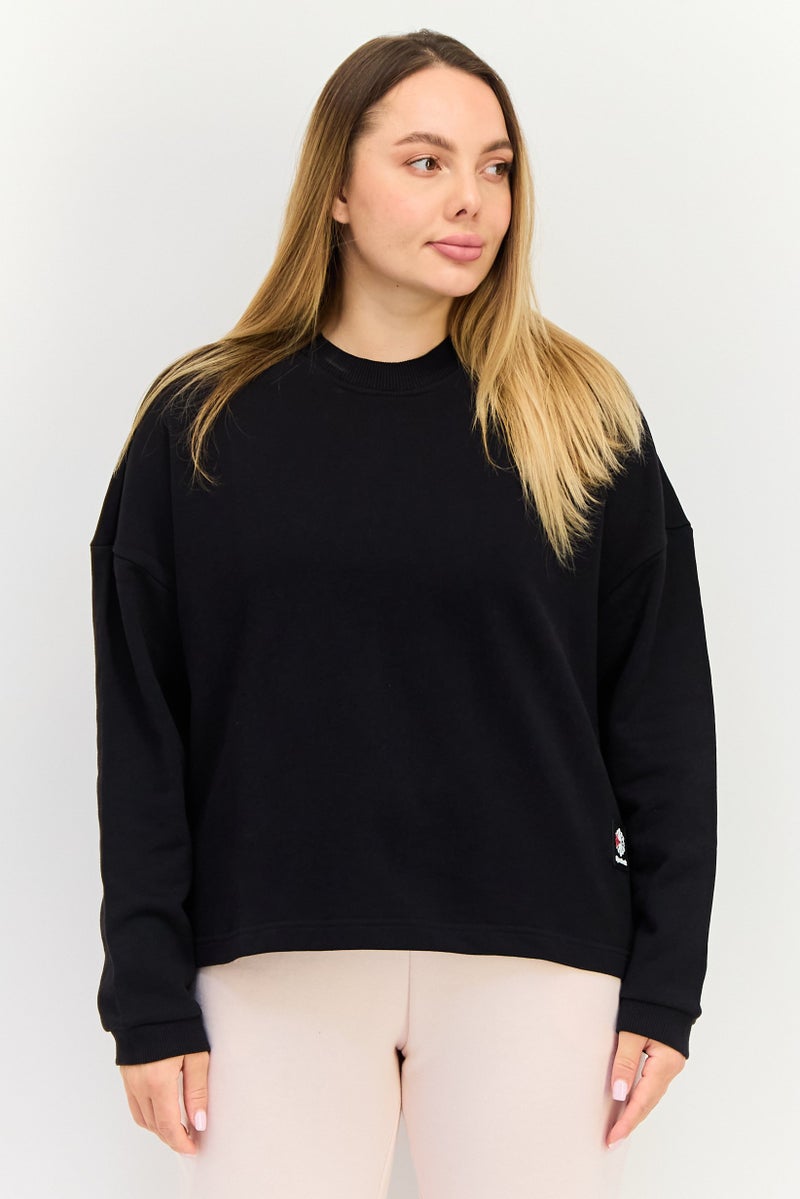 Reebok Women Classic Fit Brand Logo Long Sleeve Outdoor Sweatshirt, Black - Image 1