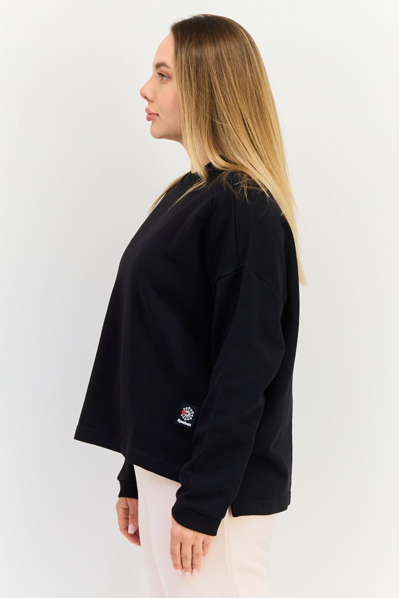 Reebok Women Classic Fit Brand Logo Long Sleeve Outdoor Sweatshirt, Black - Image 2