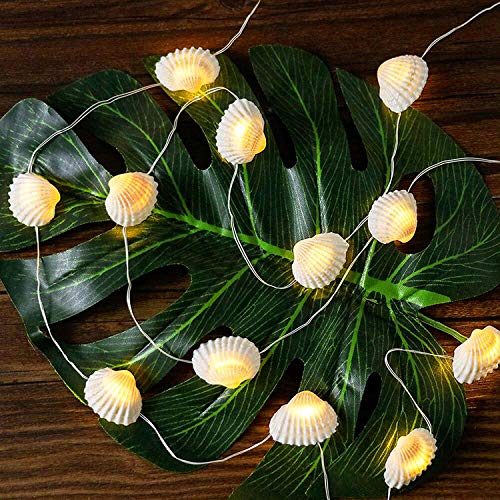 WSgift Natural Beach Seashell String Lights 13.85 Ft 40 Warm White LED Weatherproof Battery Operated 8 Modes Ocean Lights for Holiday Parties Bedrooms Weddings Gardens with Remote and Timer - Image 4