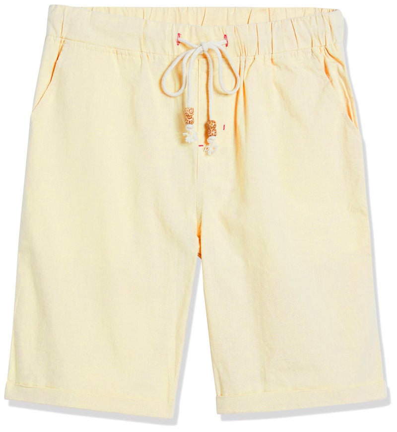 Janmid Men's Linen Shorts Casual Elastic Waist Drawstring Summer Beach Shorts with Pockets Beige 3XL - Image 5