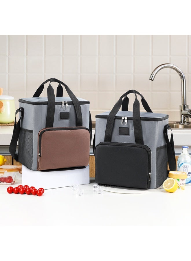 Insulated Lunch Box for Men & Women - Leak-Proof Cooler Lunch Bag with 4 Pockets, Adjustable Strap, Ideal for Work, Picnic, Travel - Green/Black, 29.5×19.5×29.5cm - Image 3